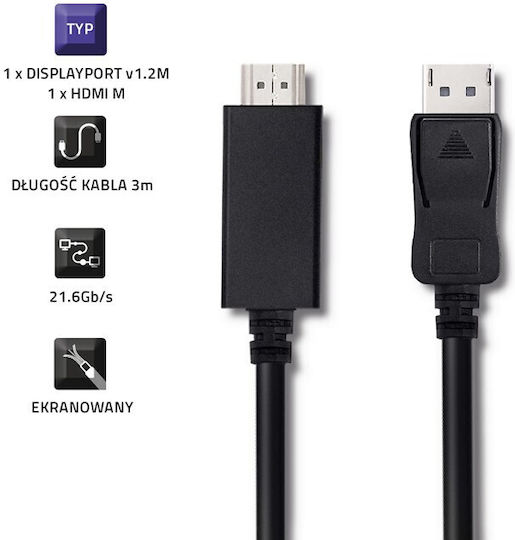 Qoltec Кабел HDMI Мъжки - HDMI Мъжки 3м Черен
