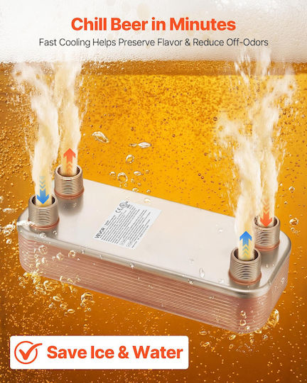 Plate Heat Exchanger Vevor 126 x 301 mm Brazed Plate Water Heat Exchanger Water 20 Plates Mounting Bracket Sturdy Construction Stainless Steel 170-330k Btu Boiler Radiant Floor Heating
