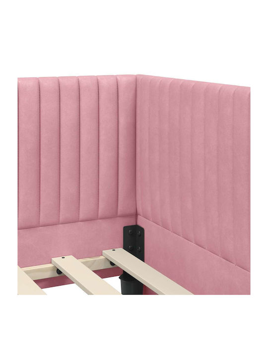 Ein Einzelbett Mit Samt Rosa Mit Lattenrost & Matratze 90x190cm