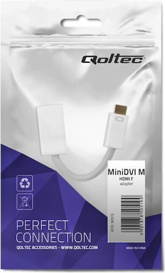 Qoltec Convertor mini DVI masculin în HDMI feminin Alb 1buc 50519