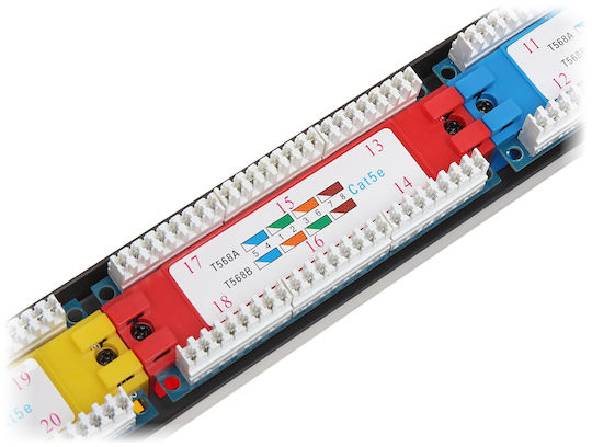 Delta Patch Panel για Rack 1U 19" 24 Θυρών Μαύρο