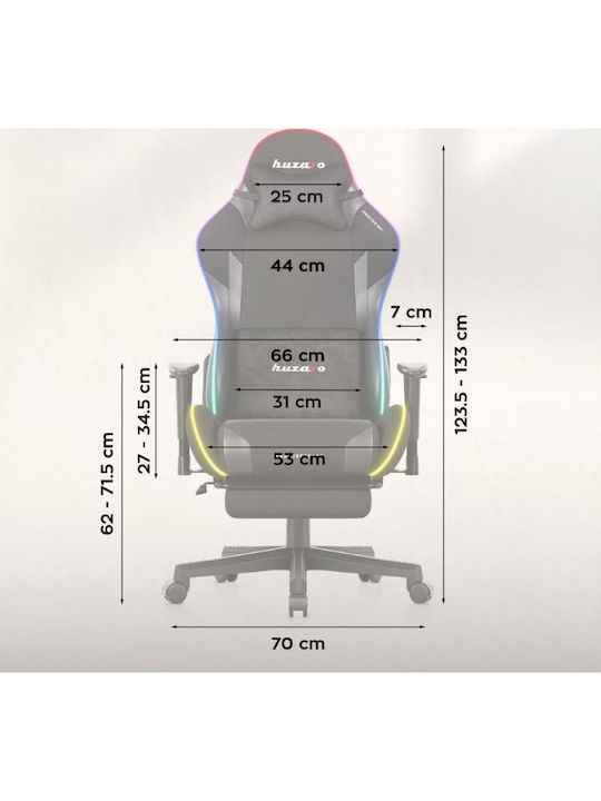 Huzaro 5.7 Stoff Gaming Stuhl mit RGB-Beleuchtung und Fußstütze Schwarze