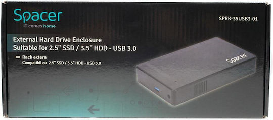 Spacer External Rack Hdd Ssd 3.5 Inch Sata Usb 3.0 Pc Interface Power Supply Plastic Black