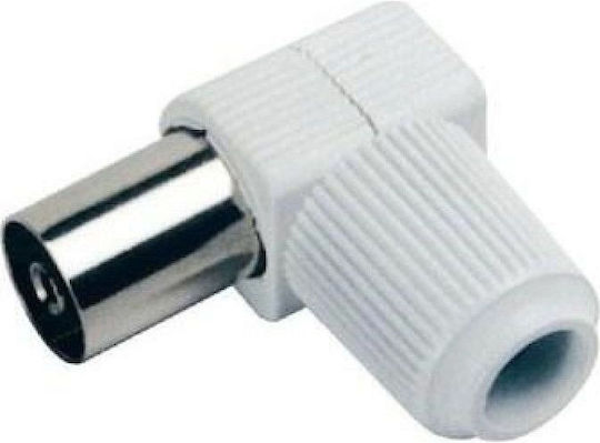 Angled RF Plug Male 9.5mm White