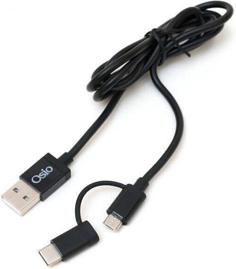 Osio Regular USB to Type-C / micro USB Cable Μαύρο 1m (OTU-495B)