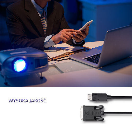 Qoltec Кабел DVI-D мъжки - DisplayPort мъжки 1.8м Черен (50364)
