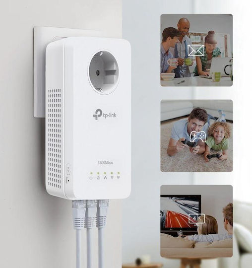 TP-LINK TL-WPA8631P KIT v4 Powerline Wi‑Fi 5 with Passthrough Socket and 3 Gigabit Ethernet Ports