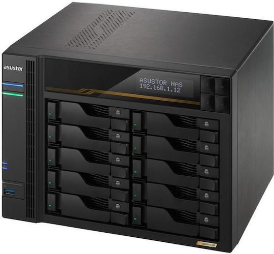 Asustor Lockerstor 10 Gen3 AS6810T NAS Tower με 10 θέσεις για M.2 και 4 θύρες Ethernet