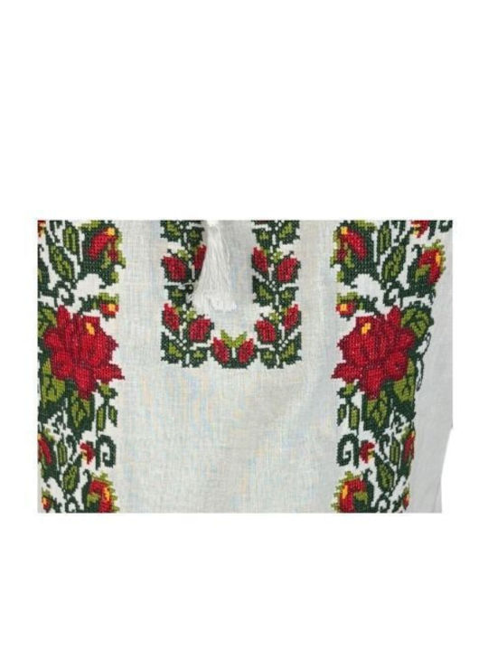 Bluza Damă Bumbac Mânecă Lungă Alb/Portocaliu