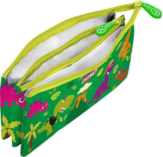 Kids Licensing Crazy Dino Penar cu 3 Compartimente Verde