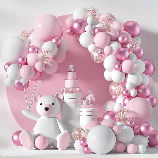 Σύνθεση με 107 Μπαλόνια Baby Shower Ροζ