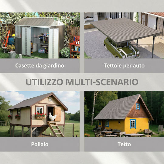Outsunny Υλικό Περίφραξης Κήπου από Ατσάλι 129x45x45εκ. 12τμχ Γκρι