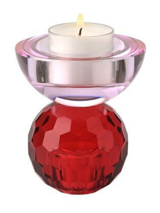 Candle Holder Suitable for Tealights Crystal in Red Color