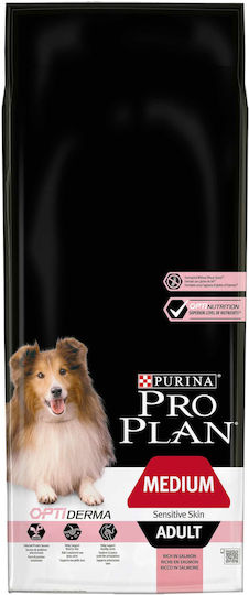 Pro Plan Sensitive Skin 14kg Hrană Uscată pentru Câini Adulţi de Rase Medii cu Somon