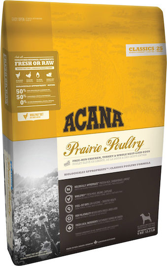 Acana Prairie 9.7kg Ξηρά Τροφή Σκύλων χωρίς Σιτηρά & Γλουτένη με Πουλερικά, Κοτόπουλο, Συκώτι, Γαλοπούλα, Κολοκύθα και Μήλο