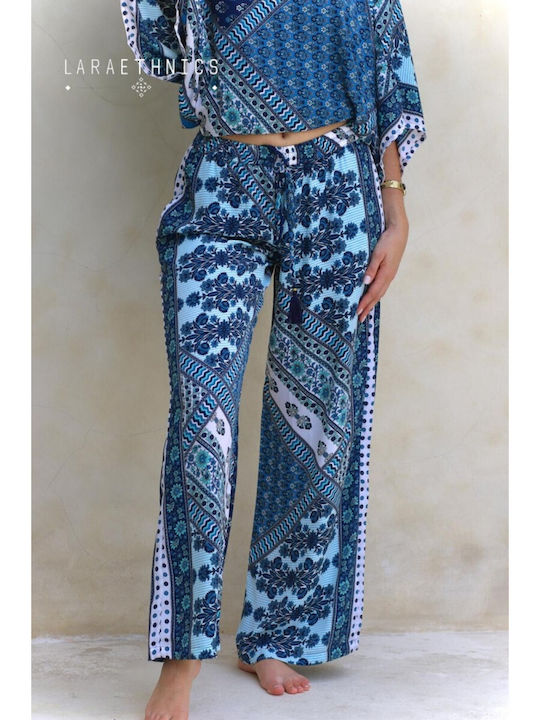Damen Stoffhose in Gerade Bein Stil Camargue Blau