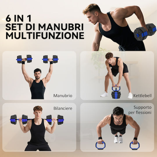 Sportnow Αλτήρες Σετ με Μπάρα Συνολικού Βάρους 25kg Ρυθμιζόμενοι με Βάση