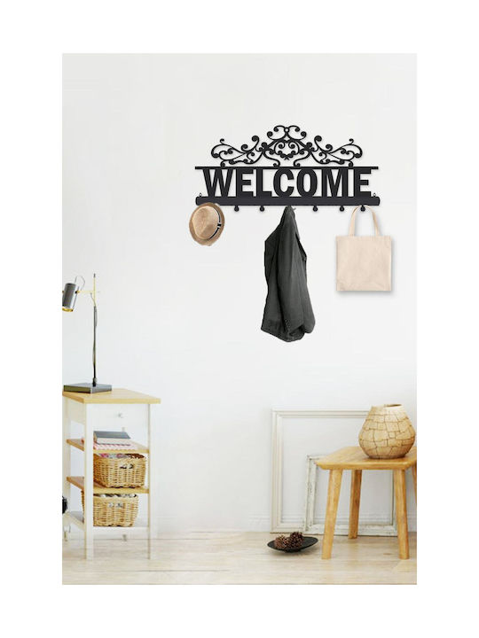 SteweHome Metal Wall Hanger 7 Hooks Beige 55x22x22cm