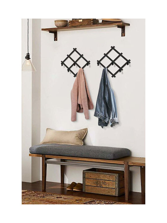 SteweHome Metal Wall Hanger 3 Hooks White 30x30cm