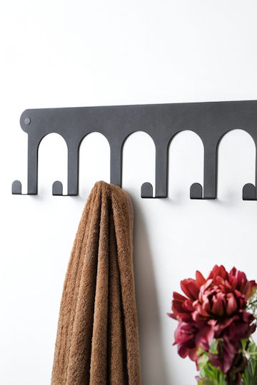 SteweHome Cuiere de Perete Metalice cu 7 Compartimente Bej 50x20x20cm SteweHome Cuiere de Perete Metalice cu 7 Compartimente Bej 50x20x20cm