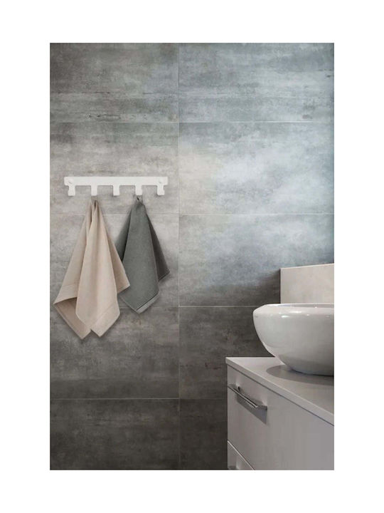 SteweHome Metal Wall Hanger 5 Hooks White