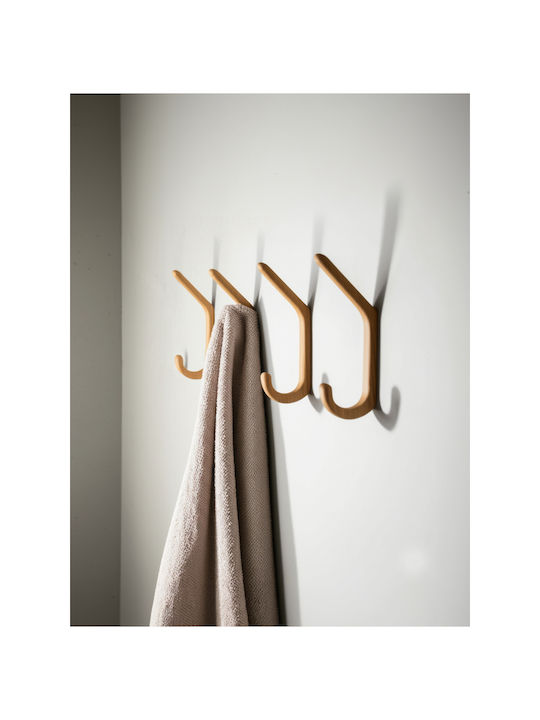 SteweHome Wooden Wall Hanger Brown 6x16x16cm 4 Pieces