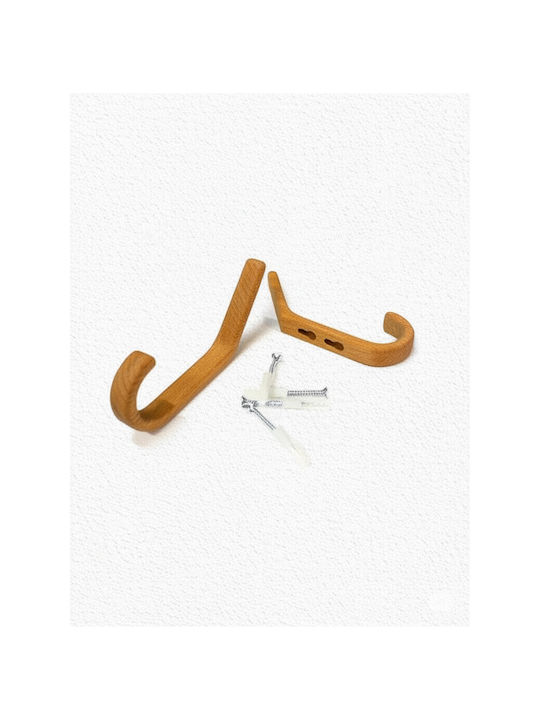 SteweHome Wooden Wall Hanger Brown 6x16x16cm 4 Pieces