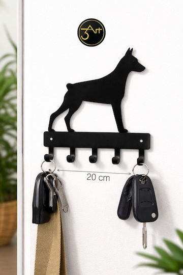 SteweHome Metal Wall Hanger 5 Hooks Black 20x10x10cm
