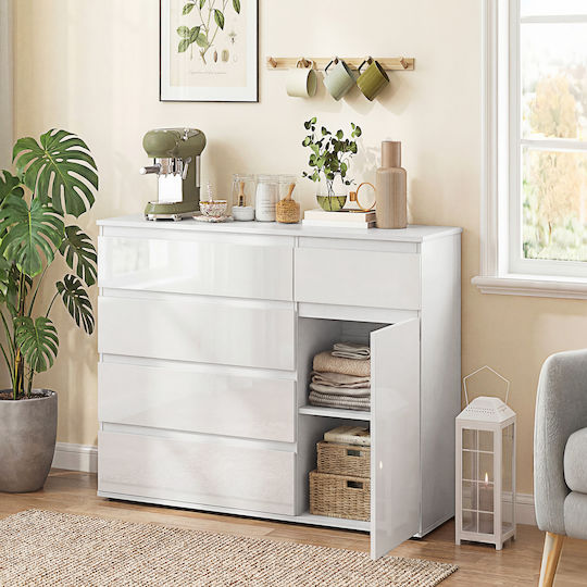 HomCom Büroaufbewahrungsschublade und -schrank Holzweiß 100x40x80cm