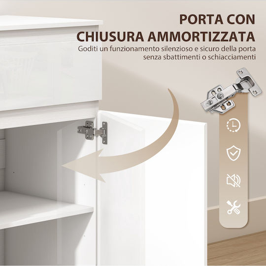 HomCom Büroaufbewahrungsschublade und -schrank Holzweiß 100x40x80cm