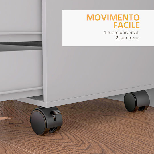 Wooden Office Drawer Unit with Wheels White 78x40x66.5cm