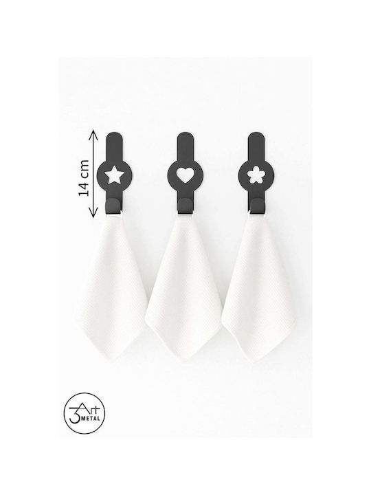 SteweHome Double Bathroom Hook with Sticker Black
