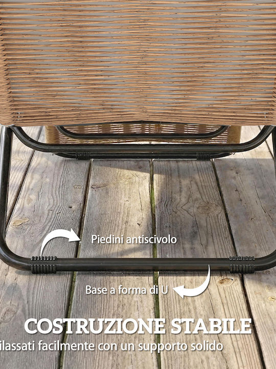 Șezlong Rattan cu Pernă Bej 175x57x80 cm