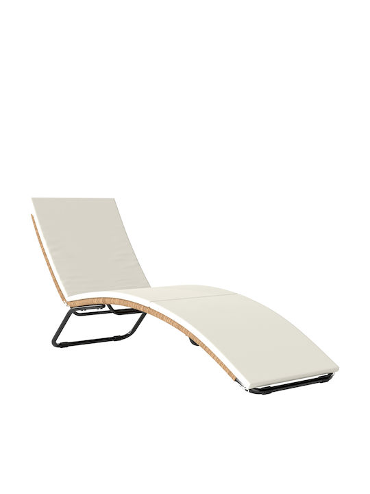 Șezlong Rattan cu Pernă Bej 175x57x80 cm