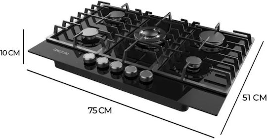Cecotec Bolero Squad Gn 5200F Plită pe Gaz Autonomă 75x51cm Sticlă Neagră