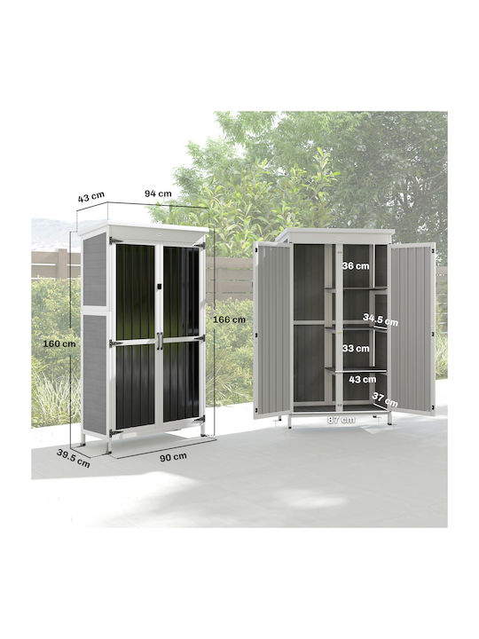 Doppelflügeliger Hölzener Außenschrank 94x43x166cm