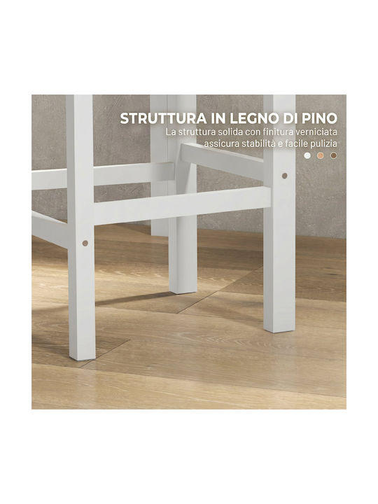 Bar Stool with Backrest Wooden Natural/White 2 Pieces