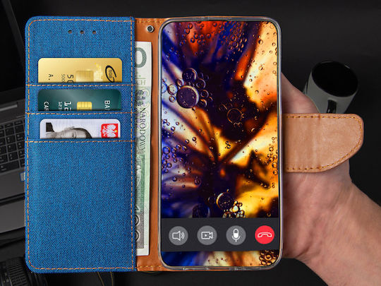 Husă Oppo A5x Canvas Magnetic Wallet + Sticlă 9h