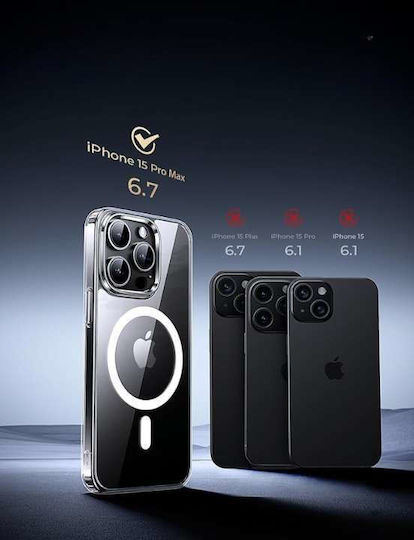 Husă Tip Back Cover iPhone 15 Pro Max Magnetică Transparentă din Silicon