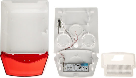 Alarm Siren Battery External Area 105dB with Red Light 4x31cm