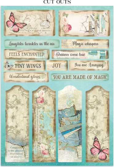 Junk Journal Αυτοκόλλητα Cut-outs Backgrounds Wonderland