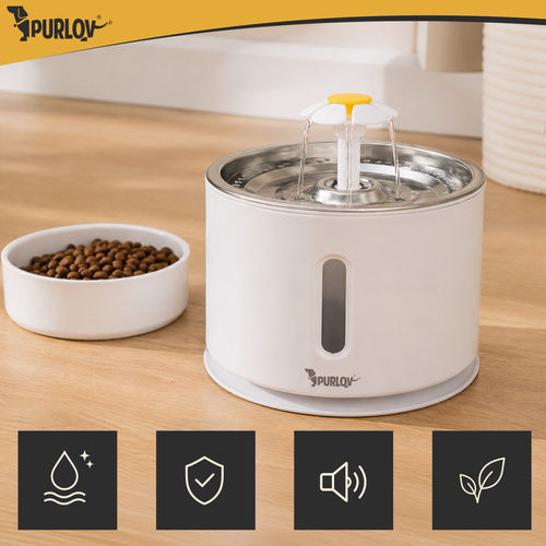 Purlov Automatic Stainless Steel Waterer / Fountain for Dog & Cat 2.4l 18.8cm in Blue Colour