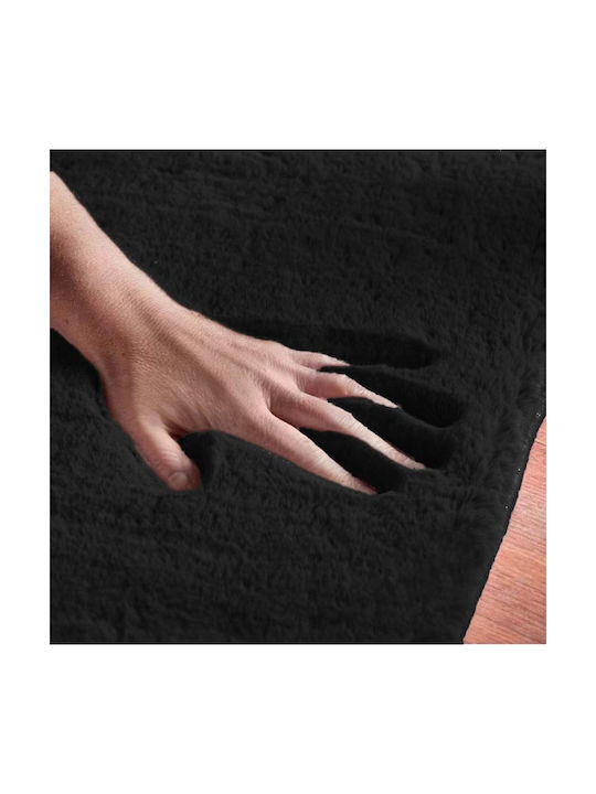 To megalo pazari Rutschfester Rechteckiger Pelziger Schwarz Teppich 120x180cm