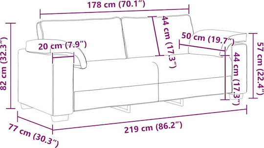 Canapea Cu Trei Locuri Din Catifea Albastră 220x77x82cm