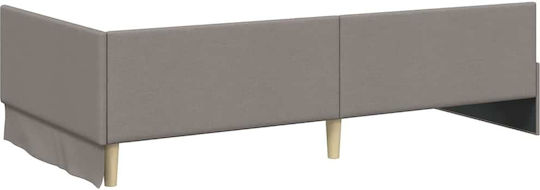 Wandbett Einzel mit Stoff Taupe mit Lattenrost & Matratze 80x200cm