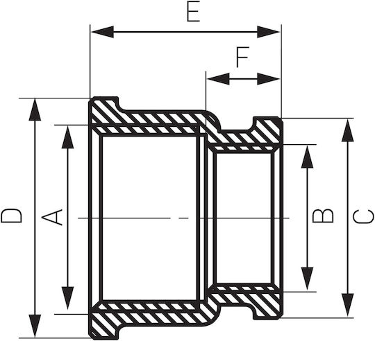 Brass Reducing Coupling 1 1/2" X 1" Yellow