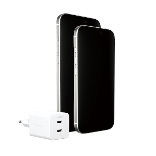 Empower by PanzerGlass Φορτιστής Χωρίς Καλώδιο GaN με 2 Θύρες USB-C 45W Power Delivery Ασημί (EM58685)