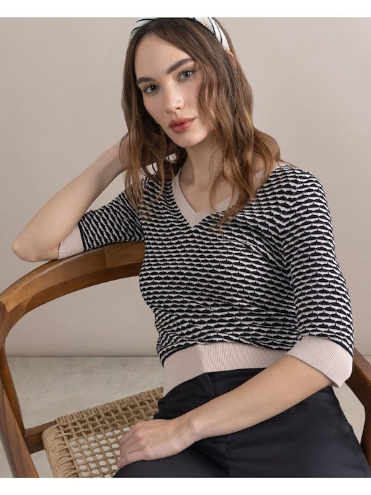 Pulover Damă Cu Decolteu În V Negru