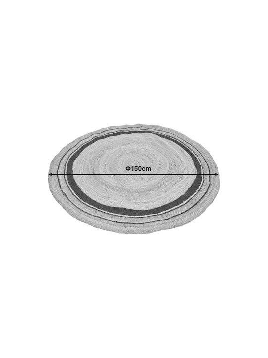 Pakketo Regaleto Handmade Round Summer Rug from Jute Black Φ150cm