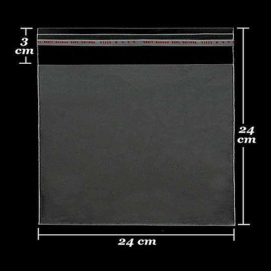 Transparent Cellophane Bags Self-adhesive Closure 24x24cm 200pcs